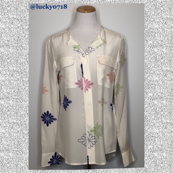 Equipment White Multi Lynn Floral Silk Top Sz S - Picture 3 of 8